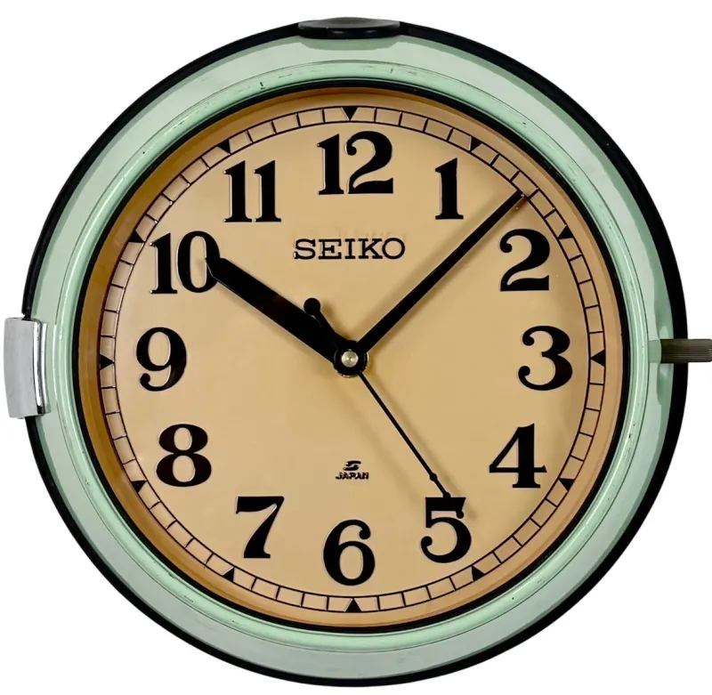 Pamono Vintage Green Ships Wall Clock from Seiko, 1970s> Clocks