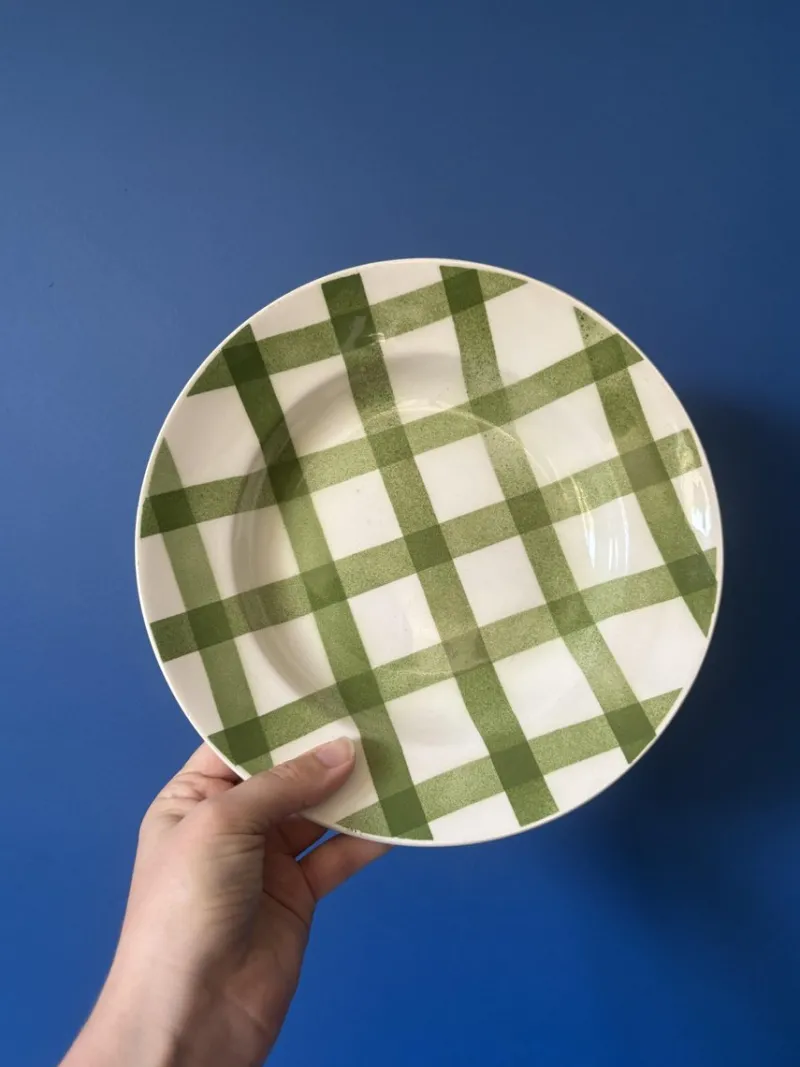 Pamono Vintage Green Square Soup Plates from the Moulin Des Loups Earthenware Factory, Set of 4> Dinner Plates & Bowls