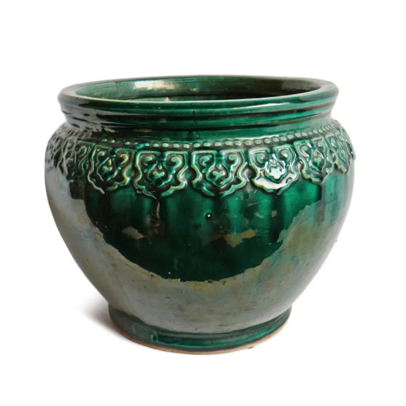 Pamono Vintage Green Vietnam Ceramic Pot
