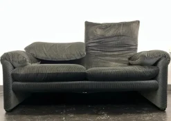 Outlet Pamono Vintage Grey Velvet Maralunga Sofa with Armchair by Vico Magistretti for Cassina, 1970s, Set of 2