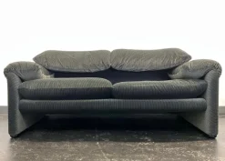 Outlet Pamono Vintage Grey Velvet Maralunga Sofa with Armchair by Vico Magistretti for Cassina, 1970s, Set of 2