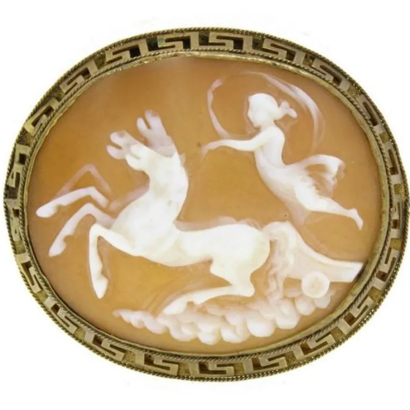 Pamono Vintage Handcrafted Cameo Brooch> Brooches