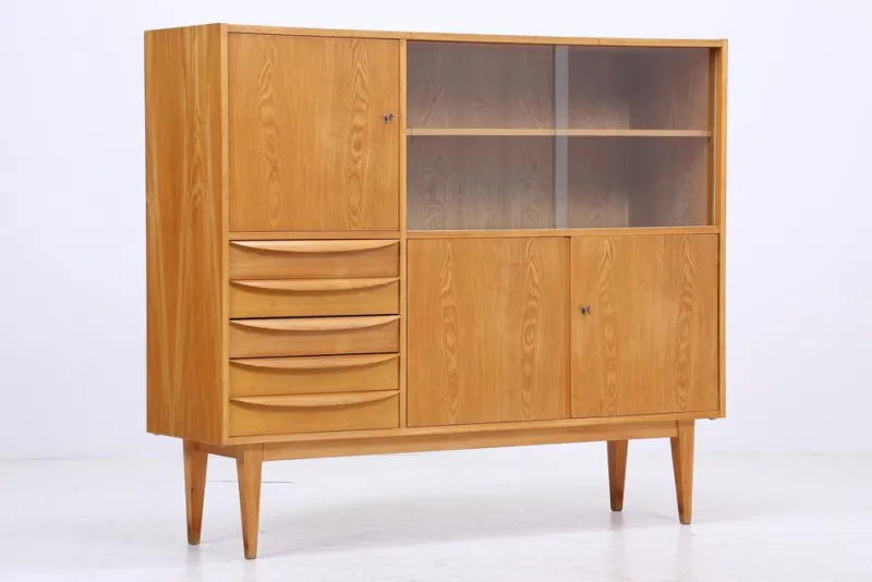 Pamono Vintage Highboard in Ash, 1960s> Sideboards & Buffets