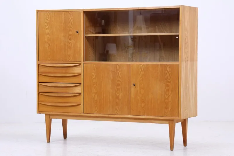 Pamono Vintage Highboard in Ash, 1960s> Sideboards & Buffets