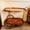 New Pamono Vintage Hollywood Regency Bar Cart with Italian Marquetry Inlay