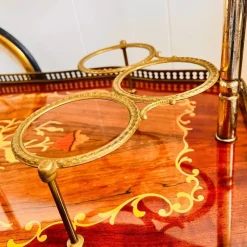 New Pamono Vintage Hollywood Regency Bar Cart with Italian Marquetry Inlay