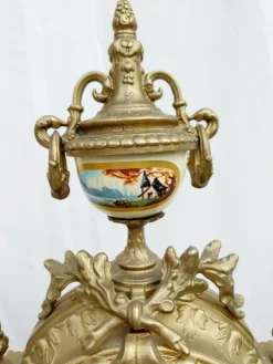 Pamono Vintage Imperial Mantel Clock with Urns by Franz Hermle Lancini, 1980s, Set of 3><noscript><img width=