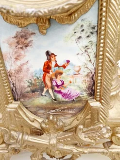 Pamono Vintage Imperial Mantel Clock with Urns by Franz Hermle Lancini, 1980s, Set of 3><noscript><img width=