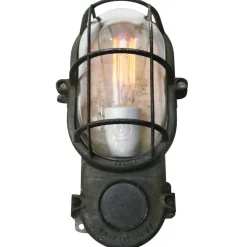 Pamono Vintage Industrial Grey and Clear Glass Wall Lamp from Industria Rotterdam><noscript><img width=
