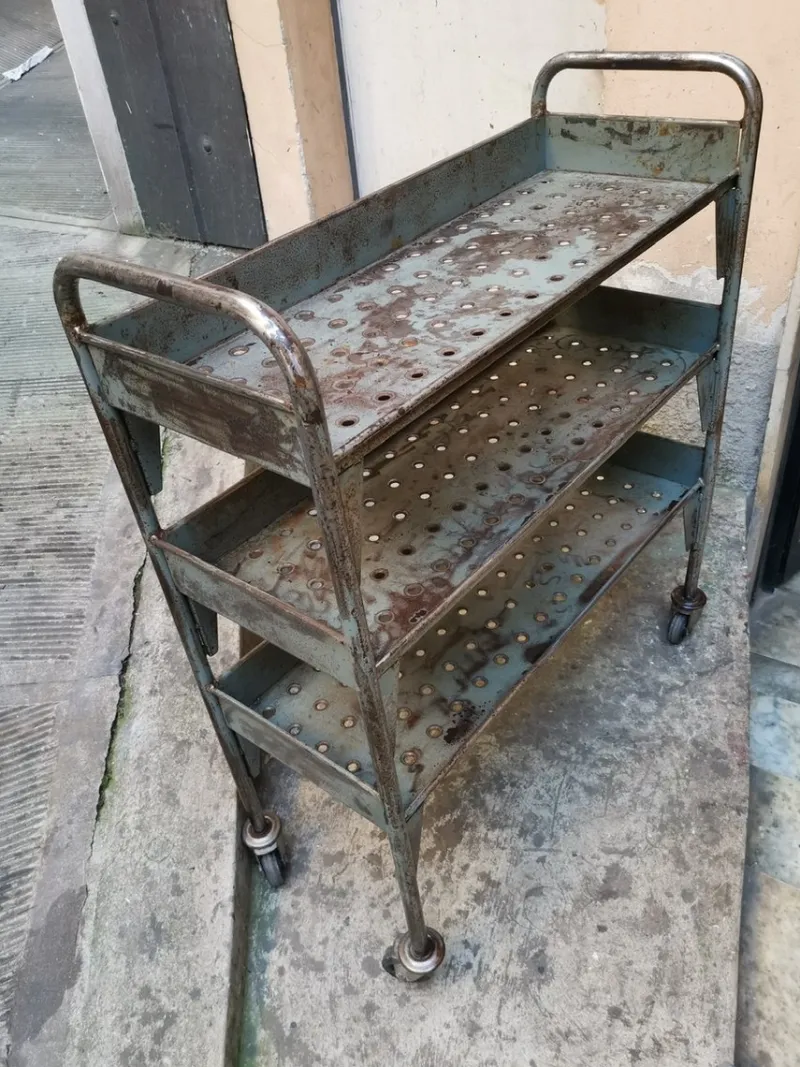 Pamono Vintage Industrial Iron Industrial Trolley, 1950s> Serving Bar Carts & Trolleys