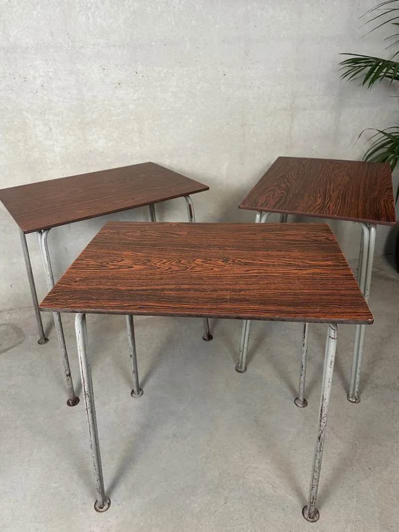 New Pamono Vintage Industrial Steel and Composite School Desk, 1960s