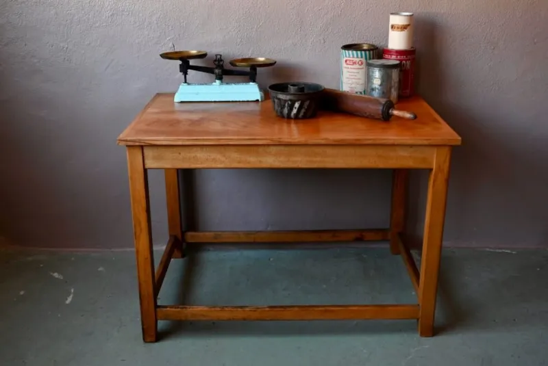 Hot Pamono Vintage Industrial Wooden Workshop Drapers Table