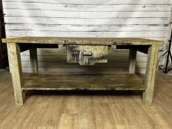 Pamono Vintage Industrial Workbench in Spruce> Worktables & Workbenches