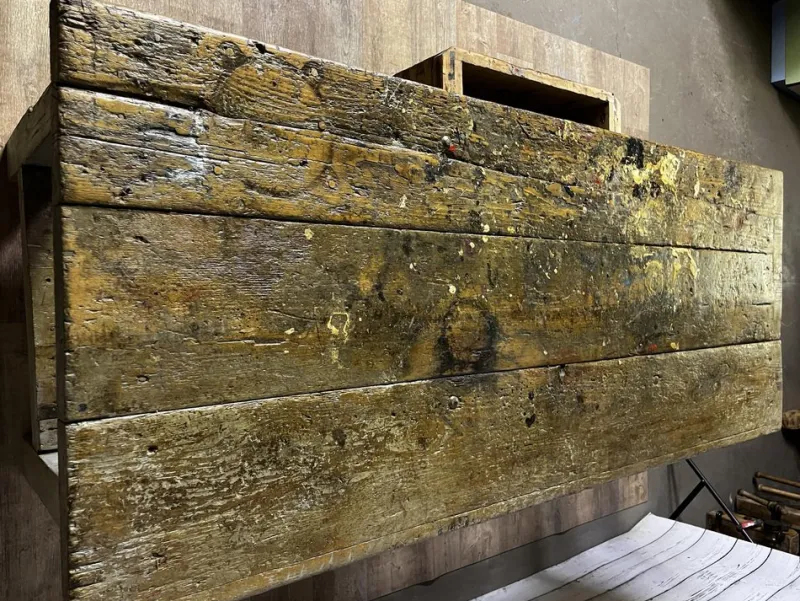 Pamono Vintage Industrial Workbench in Spruce> Worktables & Workbenches