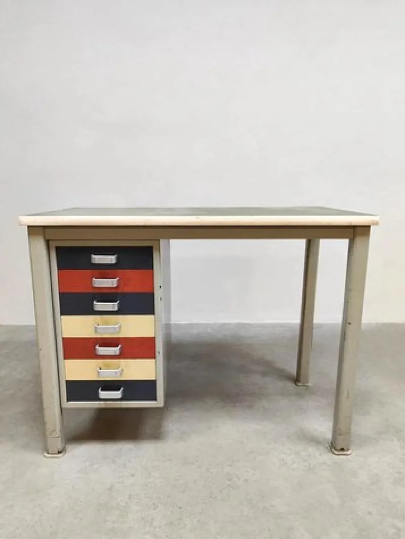 Pamono Vintage Industrial Writing Desk by Andre Cordemeyer for Gispen, 1950s> Desks