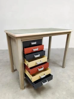 Pamono Vintage Industrial Writing Desk by Andre Cordemeyer for Gispen, 1950s><noscript><img width=