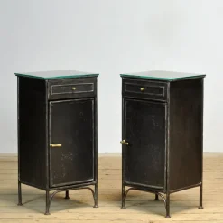 Best Pamono Vintage Iron and Glass Nightstands, 1900s, Set of 2