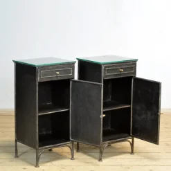 Best Pamono Vintage Iron and Glass Nightstands, 1900s, Set of 2