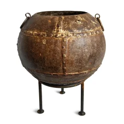 Pamono Vintage Iron Rivet Pot Planter, 1960s> Planters And Jardiniere