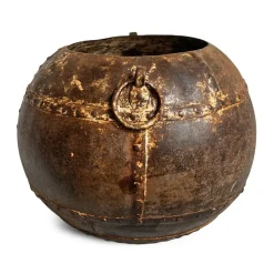 Pamono Vintage Iron Rivet Pot Planter, 1960s><noscript><img width=