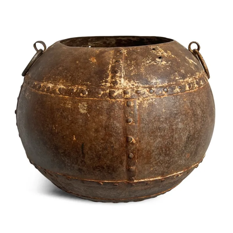 Pamono Vintage Iron Rivet Pot Planter, 1960s> Planters And Jardiniere