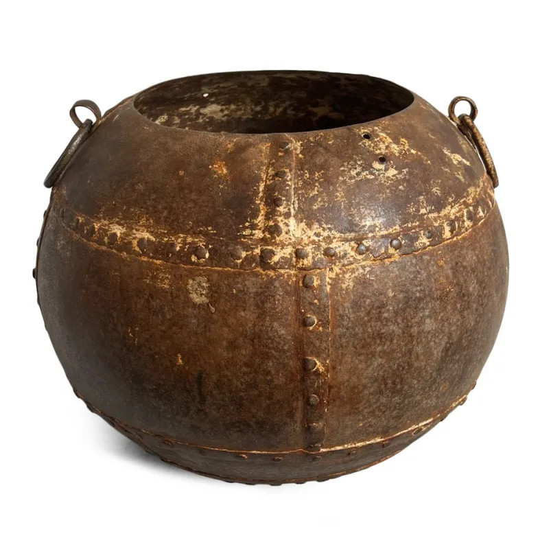 Pamono Vintage Iron Rivet Pot Planter, 1960s> Planters And Jardiniere
