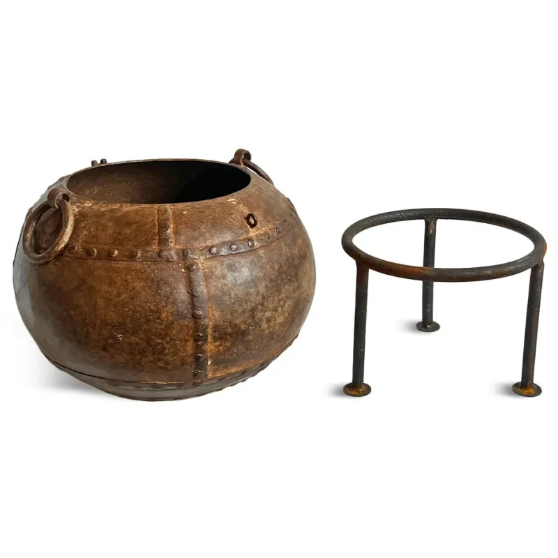 Pamono Vintage Iron Rivet Pot Planter, 1960s> Planters And Jardiniere