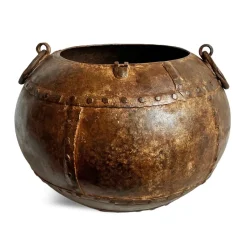 Pamono Vintage Iron Rivet Pot Planter, 1960s><noscript><img width=