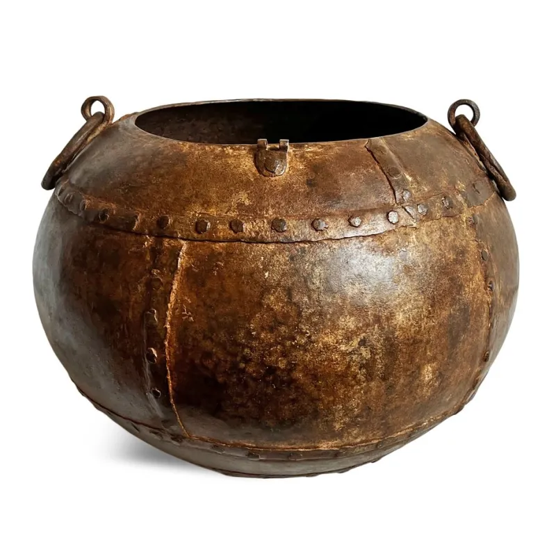 Pamono Vintage Iron Rivet Pot Planter, 1960s> Planters And Jardiniere