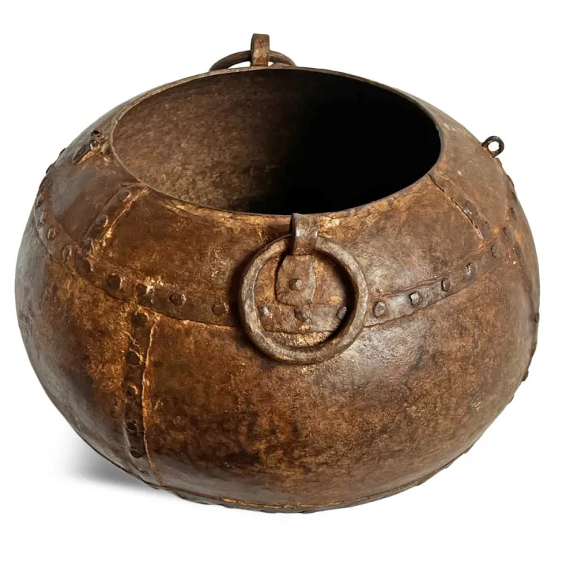 Pamono Vintage Iron Rivet Pot Planter, 1960s> Planters And Jardiniere