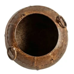 Pamono Vintage Iron Rivet Pot Planter, 1960s><noscript><img width=