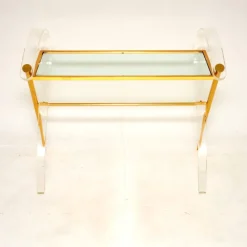 Pamono Vintage Italian Acrylic Glass and Gold Finish Console Table, 1970s><noscript><img width=