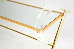 Pamono Vintage Italian Acrylic Glass and Gold Finish Console Table, 1970s><noscript><img width=