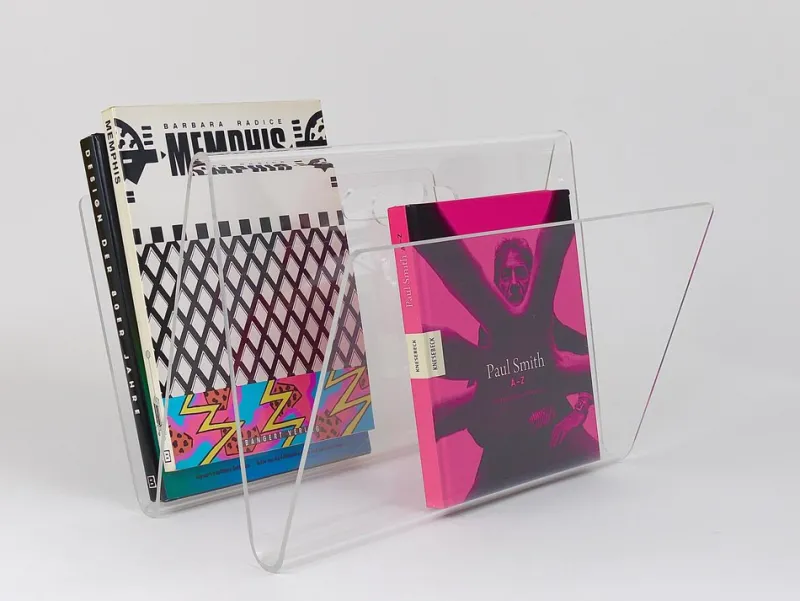 Clearance Pamono Vintage Italian Acrylic Magazine Rack, 1980s