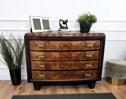 Pamono Vintage Italian Art Deco Burl Wood and Bronze Chest of Drawers by Paolo Buffa, 1940s> Dressers, Commodes & Chests