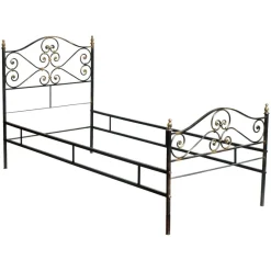 Pamono Vintage Italian Black and Gold Painted Wrought Iron Single Bed, 1950s> Beds & Bedroom Sets