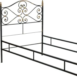 Pamono Vintage Italian Black and Gold Painted Wrought Iron Single Bed, 1950s> Beds & Bedroom Sets