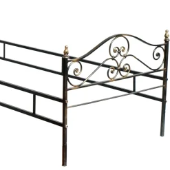 Pamono Vintage Italian Black and Gold Painted Wrought Iron Single Bed, 1950s><noscript><img width=