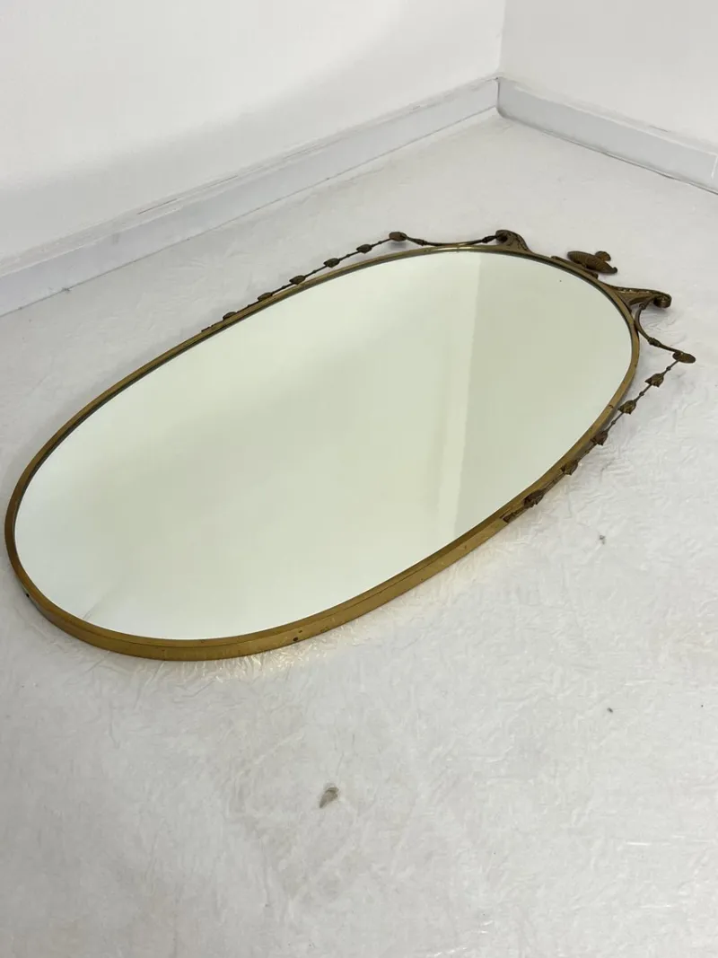 Online Pamono Vintage Italian Brass Wall Mirror, 1960s