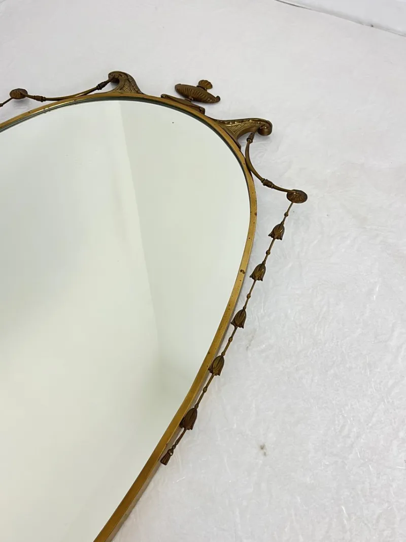 Online Pamono Vintage Italian Brass Wall Mirror, 1960s