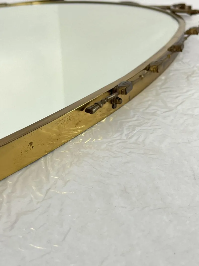 Online Pamono Vintage Italian Brass Wall Mirror, 1960s
