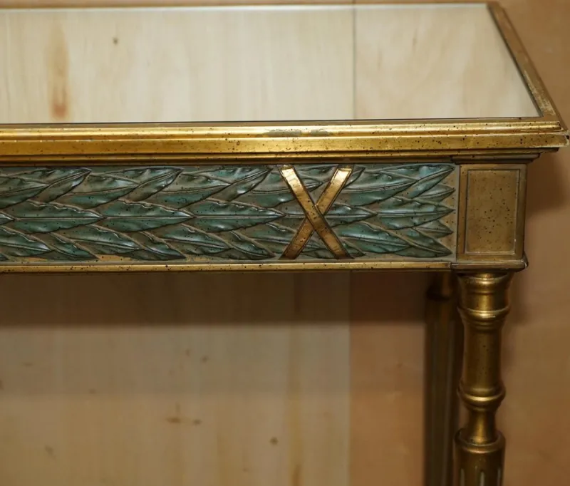 Pamono Vintage Italian Carved Console Table with Glass Mirrored Top> Console Tables