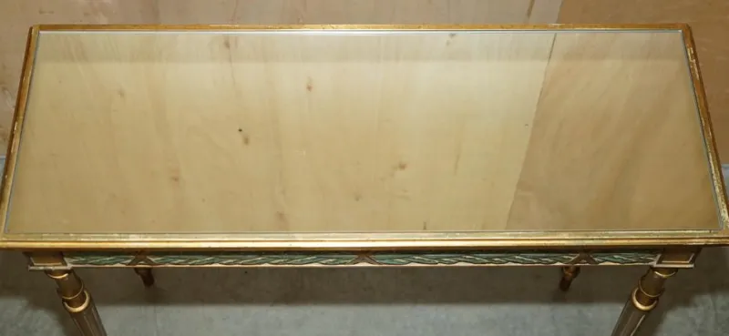 Pamono Vintage Italian Carved Console Table with Glass Mirrored Top> Console Tables
