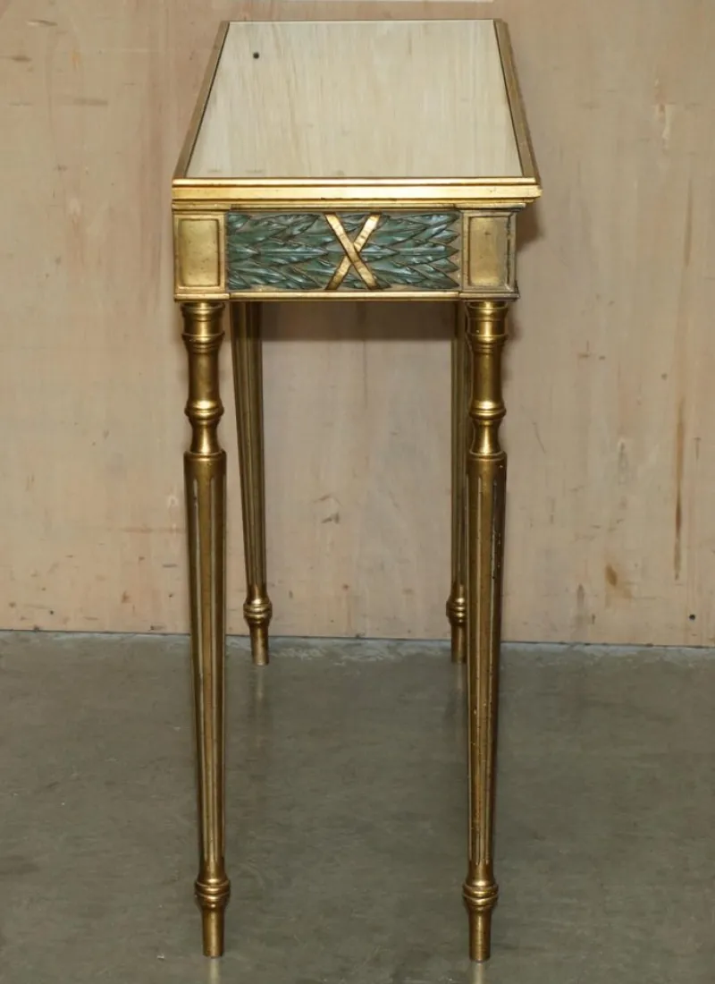 Pamono Vintage Italian Carved Console Table with Glass Mirrored Top> Console Tables