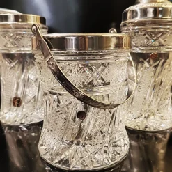Pamono Vintage Italian Cocktail Shaker and Ice Bucket in Lead Crystal by Kristall Krisla, 1960s, Set of 3><noscript><img width=