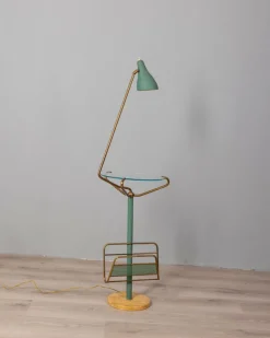 Outlet Pamono Vintage Italian Coffee Table with Lamp and Magazine Rack