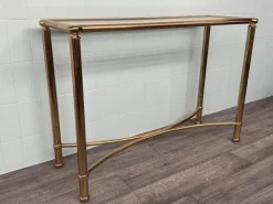 Pamono Vintage Italian Console in Brass Metal and Edged Glass Top, 1980s><noscript><img width=