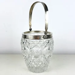 Pamono Vintage Italian Crystal and Silver Ice Bucket, 1940s> Ice Buckets & Wine Coolers