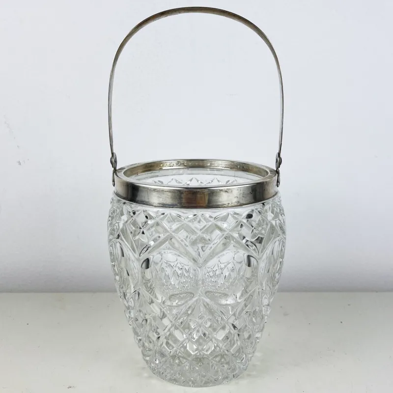 Pamono Vintage Italian Crystal and Silver Ice Bucket, 1940s> Ice Buckets & Wine Coolers
