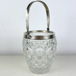 Pamono Vintage Italian Crystal and Silver Ice Bucket, 1940s><noscript><img width=